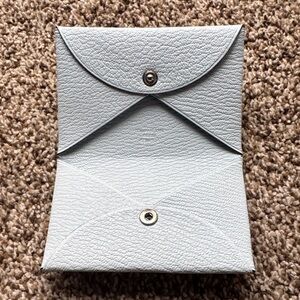 Hermes Light Gray Leather Envelope Coin Pouch/ Card Holder
